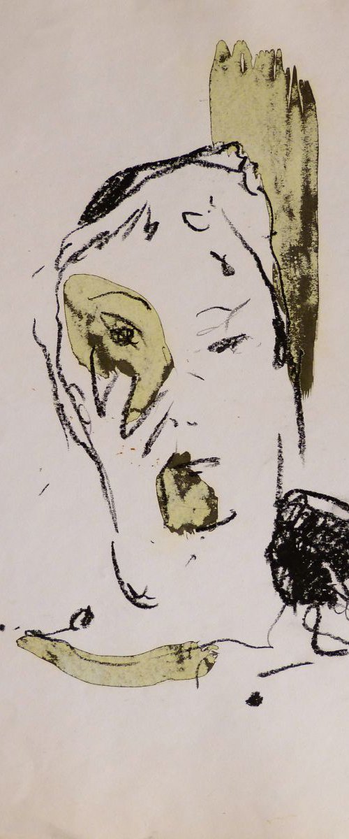 Portrait in yellow 3, 32x50 cm by Frederic Belaubre