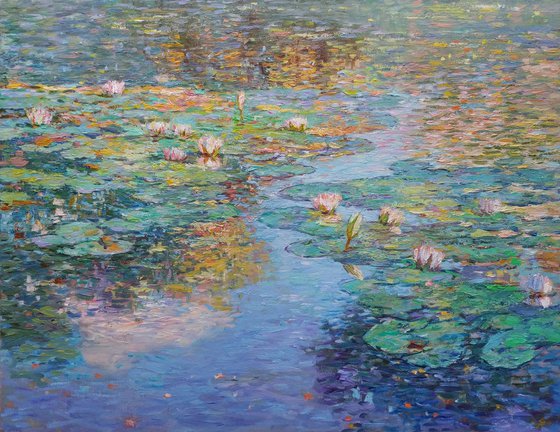 Lake of white lilies