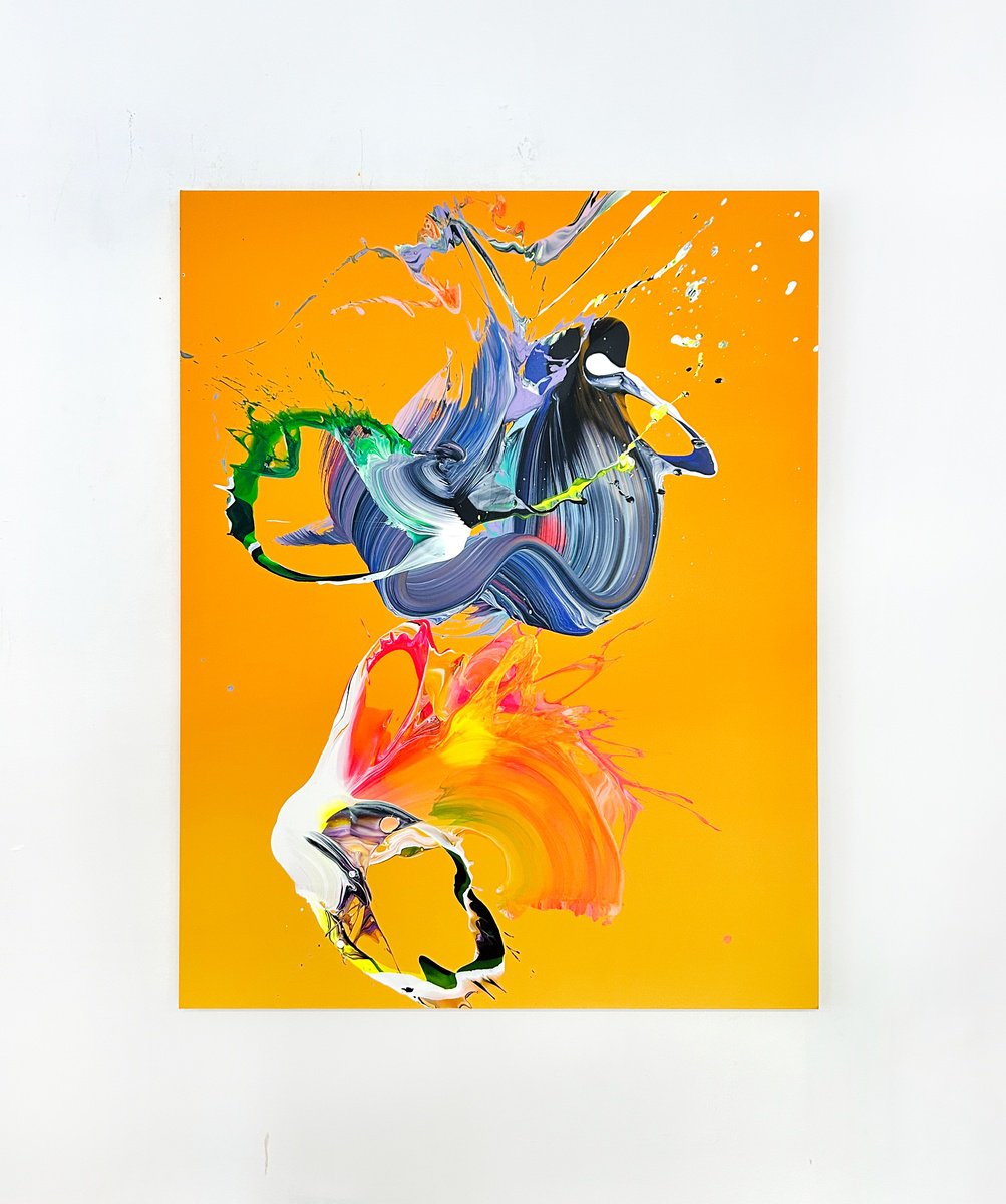 Organic Abstract Acrylic Painting By Nikolaos Schizas, 57 X 45", Vibrant Whirlwind, Original Artwork