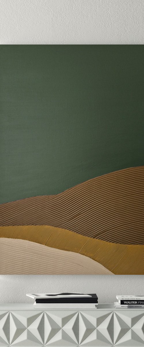 "Green Hills" Abstract green brown textured by Alex Zy