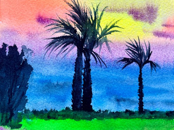 Beautiful Beach Sunset Watercolor - Canvas – artAIstry