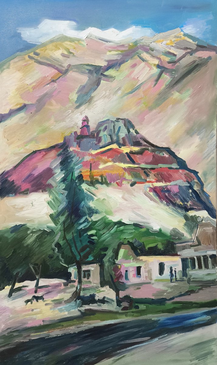 Impressionistic Landscape Oil Painting By Vahe Bagumyan, 24 X 39", Sunlit Slopes, Original Artwork