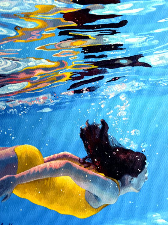 Underneath LII - Miniature swimming painting