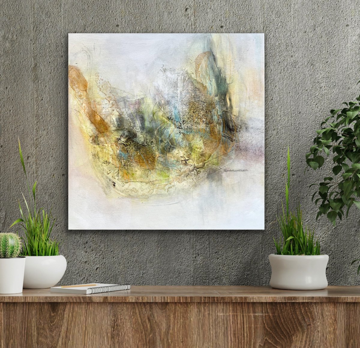 Loving memories #2 I 60 x 60 cm I natural abstract artwork I square by Kirsten Schankweiler