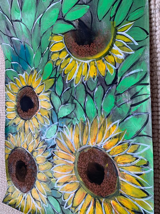 Sunflower Impressions Art Floral Artwork Acrylic Painting for Home Decor