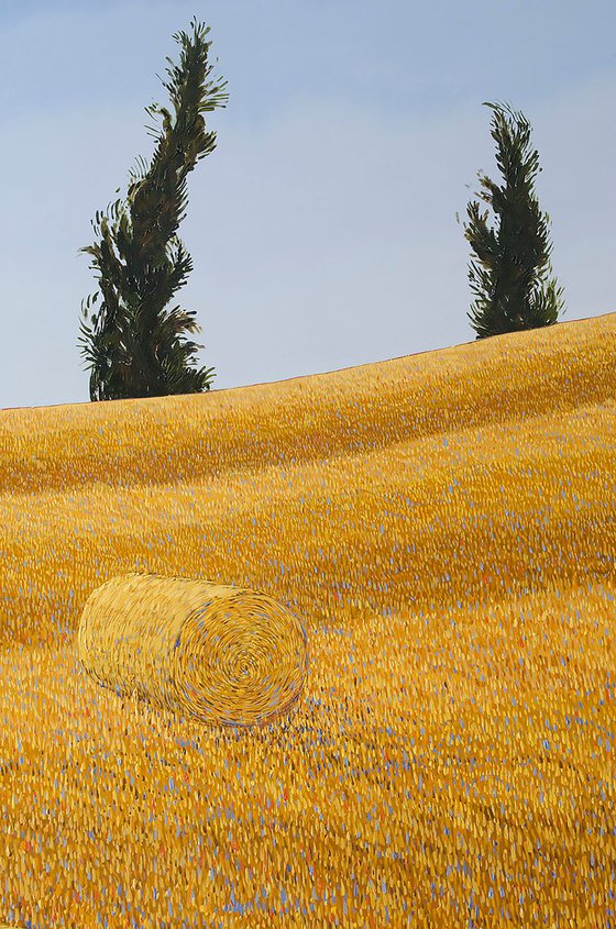 Huge 'Rolling fields' impressionist oil painting by Faisal Khouja