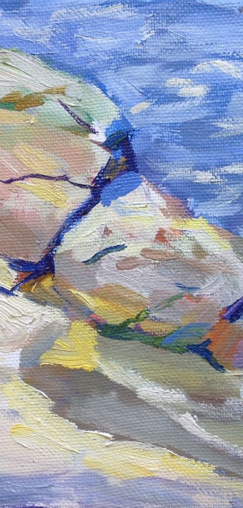 Rock on the beach. Spring etude by Nataliia Nosyk