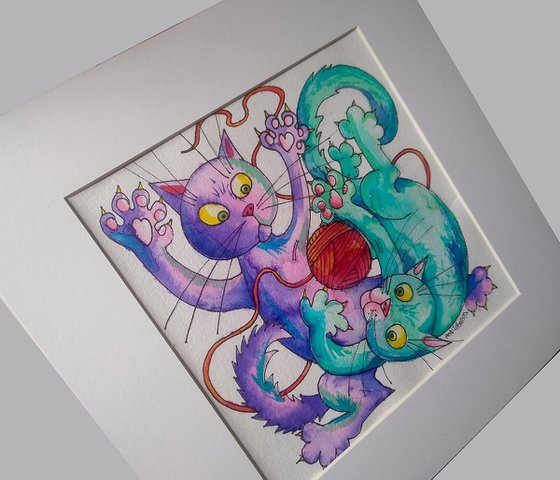 Cat Illustration - 'Rough and Tumble'
