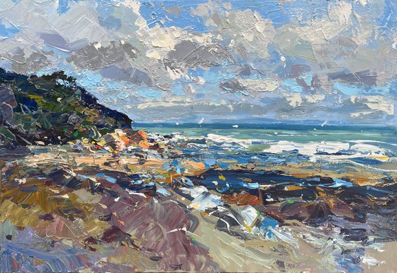 Modern Beach Oil Painting on Canvas