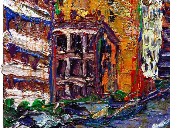 Original Oil Painting Abstract Expressionism Impressionism Cityscape