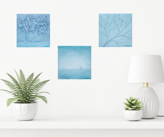 Set of three winter landscapes