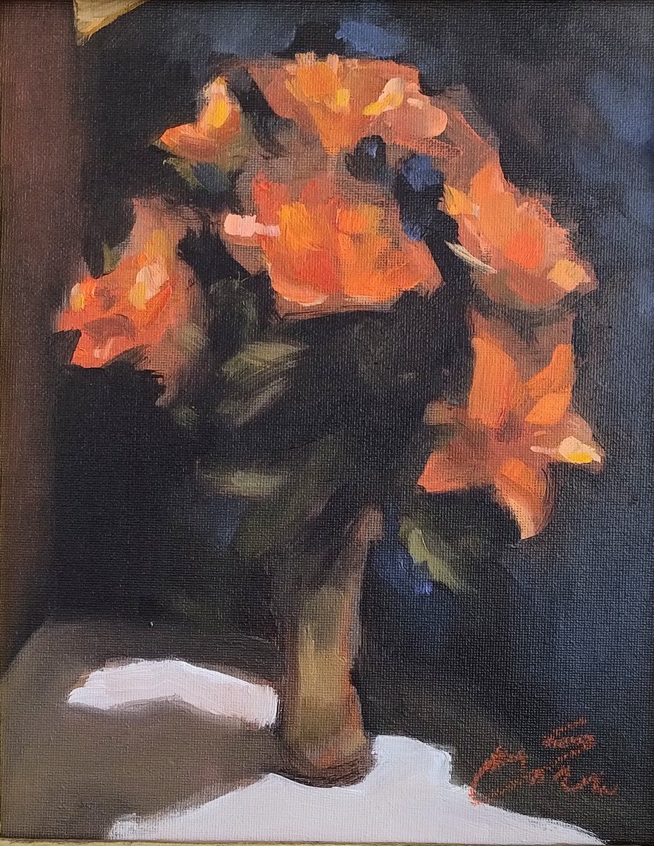 Impressionistic Botanical Oil Painting By Sebastian Beianu, 9 X 12", Natura Statica Cu Flori, Original Artwork