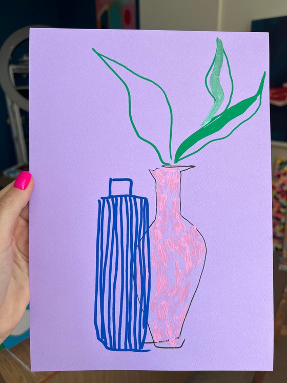 Purple and blue vases