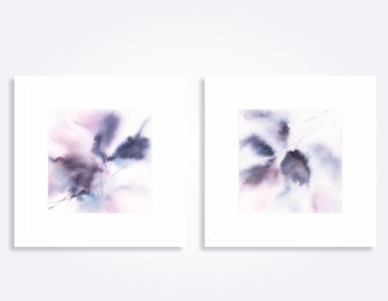 Blue flowers diptych