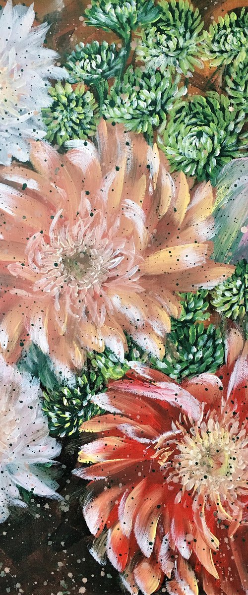 Love is a flower we got to let it grow - Gerbera, Carnation, Pink Lily and Button Pom Green chrysanthemum by HSIN LIN