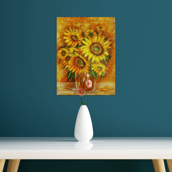 Sunflowers in a vase. .