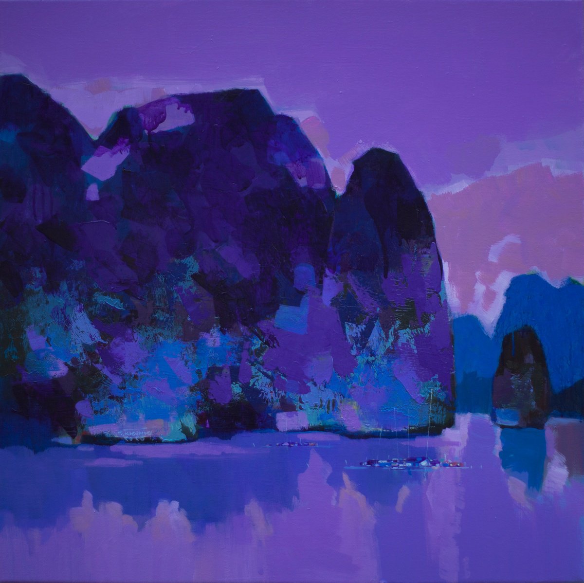 Impressionistic Landscape Acrylic Painting By The Khanh Bui, 30 X 30", Sound Of Love Song, Original Artwork