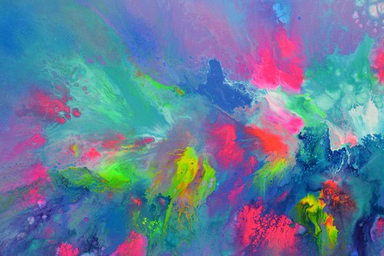 FREE SHIPPING - Happy Harmony X - 150x60 cm - Big Painting XXXL - Large Abstract, Supersized Painting - Ready to Hang, Hotel Wall Decor