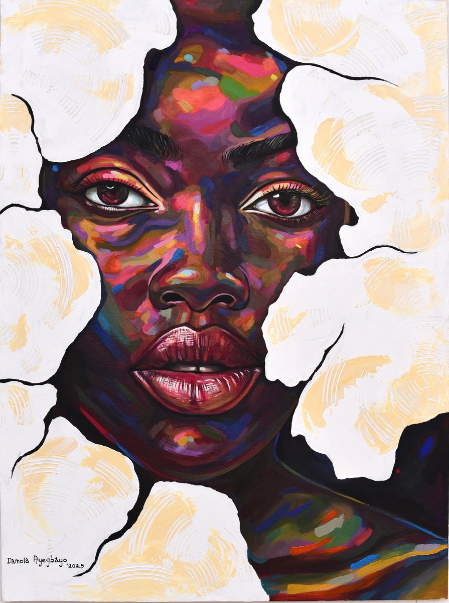 Expressive Portrait Acrylic Painting By Damola Ayegbayo, 30 X 40, Isolation 7, Original Artwork