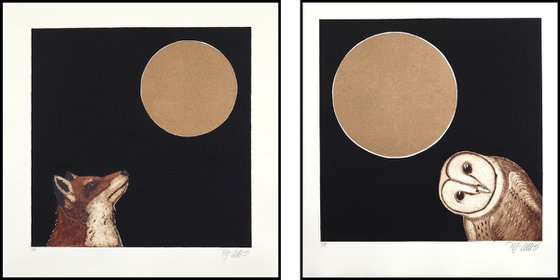 Midnight Fox and Midnight Owl Printset