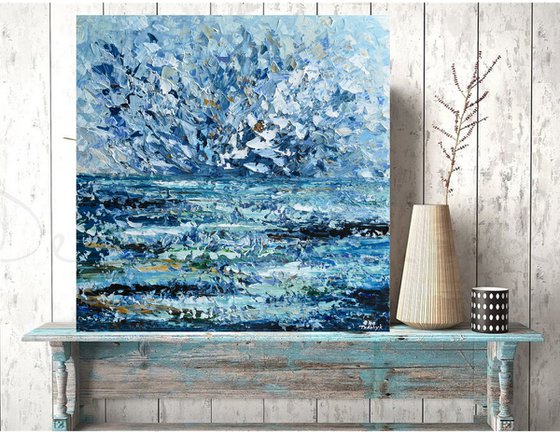 Ocean after the storm - Palette knife seascape painting