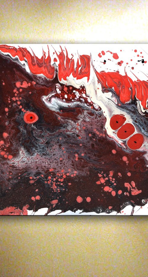 Red Coral - Original Abstract Painting 48" x 24" by Nataliya Stupak