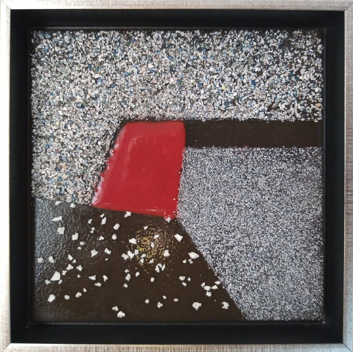 Geometric Abstract Relief By Rossitza Trendafilova, 9 X 9", "Red Point", Original Artwork