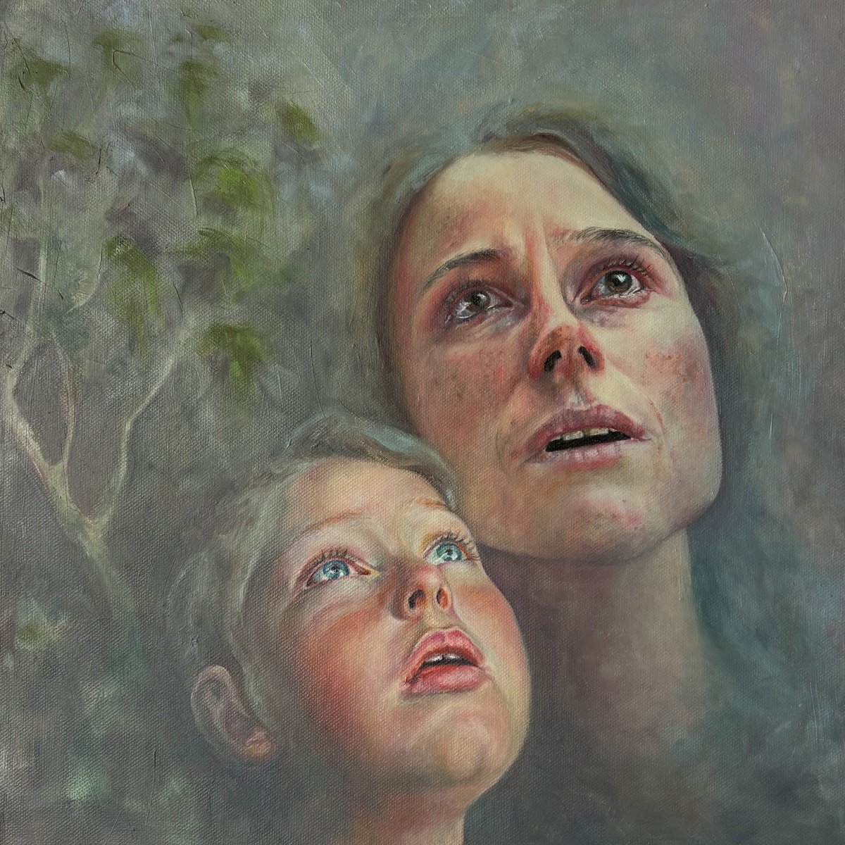 Photorealistic Oil Painting , Praying Mother By Anastasiya Kostyuk, 16 X 16, Artwork For Sale On Artfinder