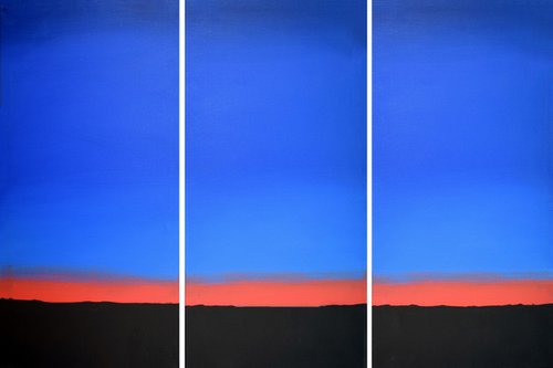 Big Blue extra large size painting sunset orange long by Stuart Wright
