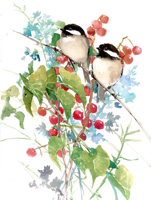 Chickadees in the Forest by Suren Nersisyan