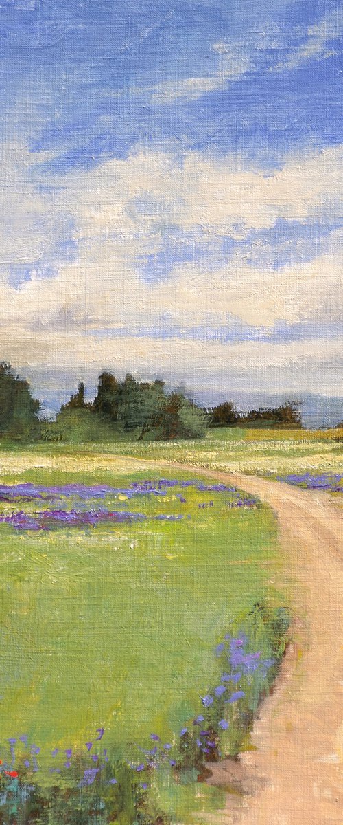 Country Road 220910, trees and country road impressionist landscape painting by Don Bishop