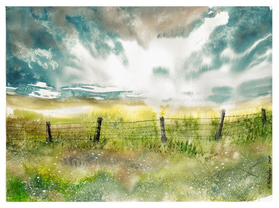 Welcome Spring. Watercolour landscape painting