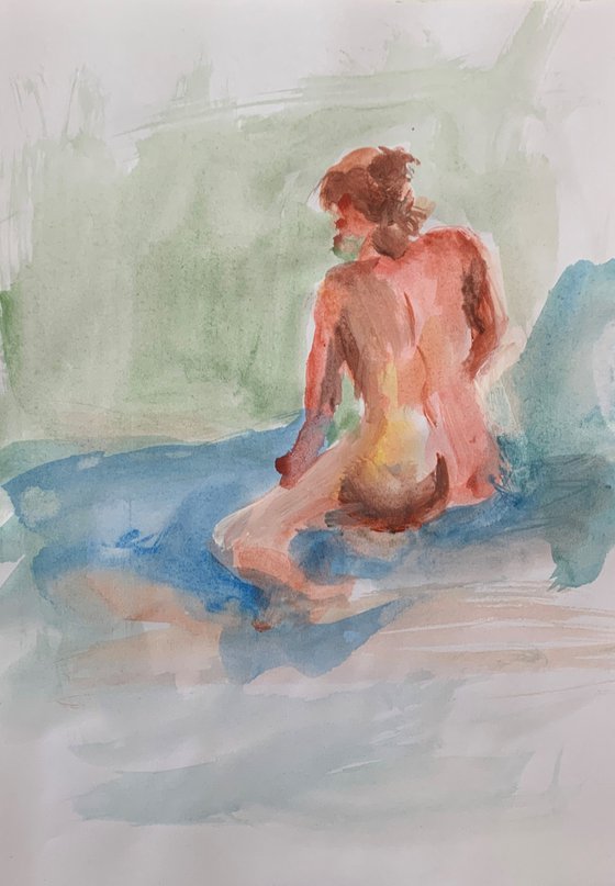 Sitting naked Woman.