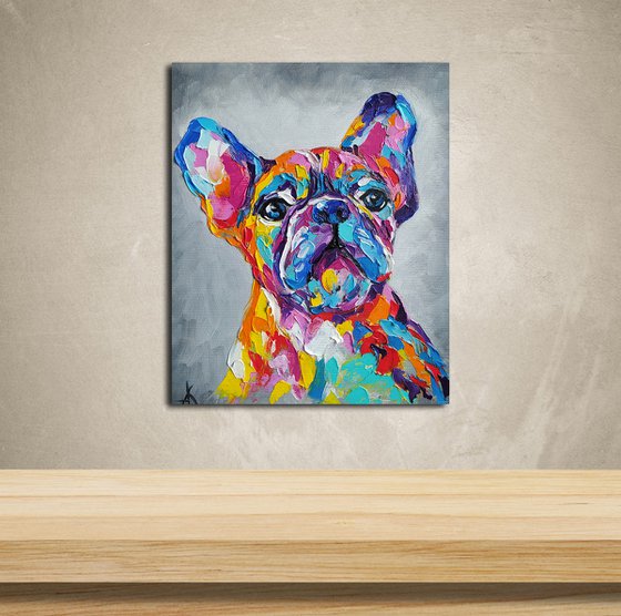 French Bulldog - dog, animals, oil painting, French Bulldog oil painting, pet, pet oil painting, gift, animals art, bulldog