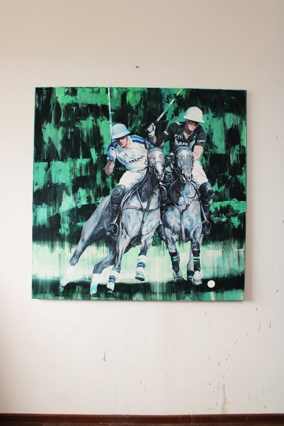 After the rain. Horse polo.