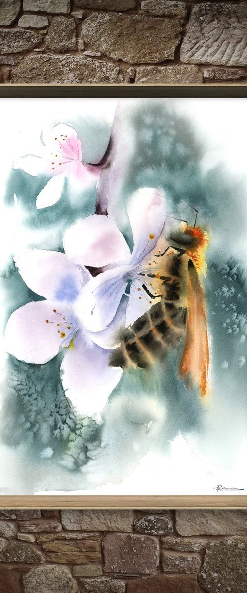 Honey Bee with flower by Olga Tchefranov (Shefranov)