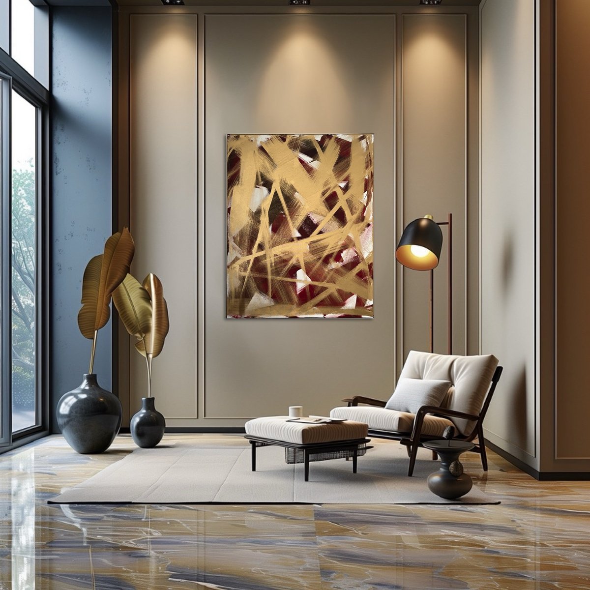 Abstract Acrylic Painting By Exclusive Arts, 31 X 39, Golden Spirit, Original Artwork