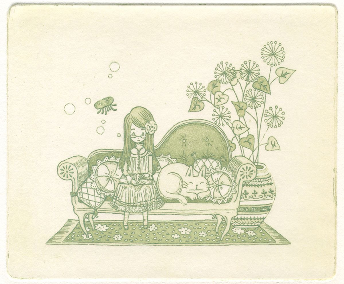 Illustrative Animal Etchings & Engravings By Saeko, 7 X 11", Alice Time, Original Artwork