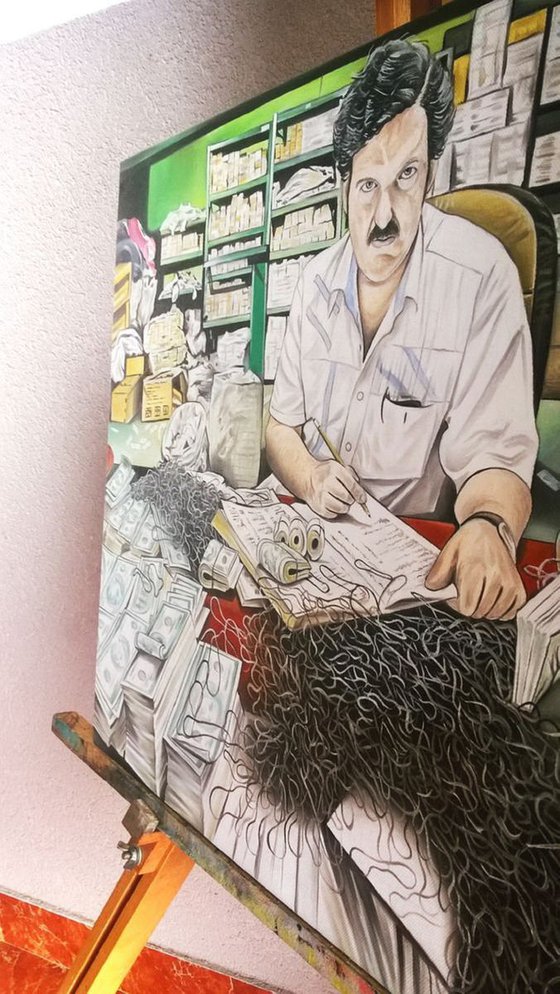 Pablo Escobar , ORIGINAL OIL ON CANVAS PAINTING