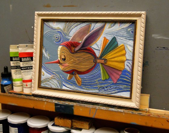 PINOCCHIO FISH AND THE WHALE -(framed)