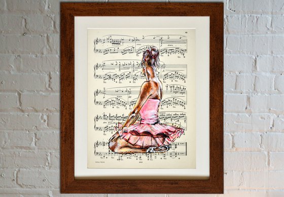 Ballerina L- Vintage Music Page, GIFT idea