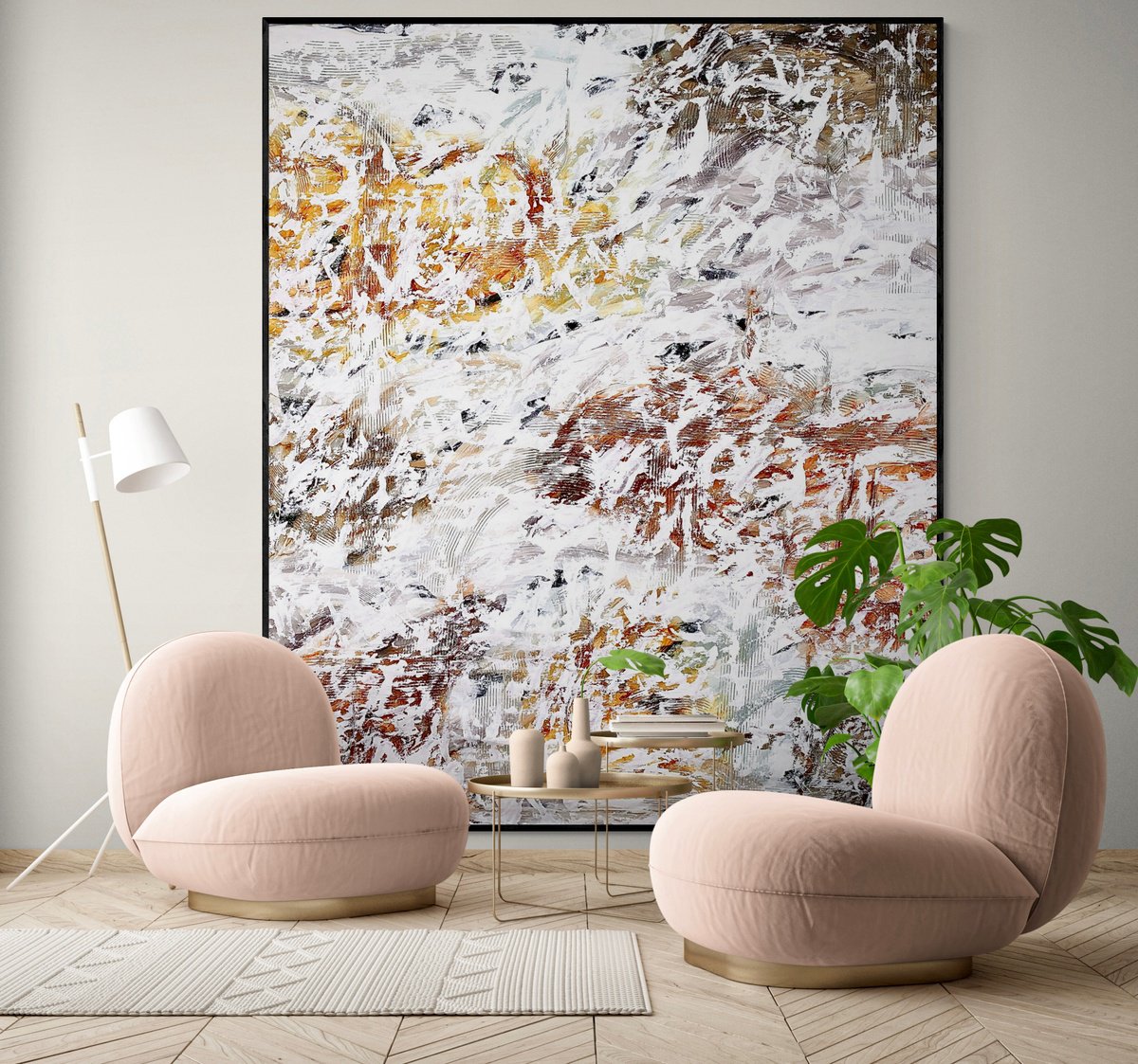 Abstract Acrylic Painting By Anita Kaufmann, 79 X 94, Terra Mystica No. 2923 Xxl, Original Artwork