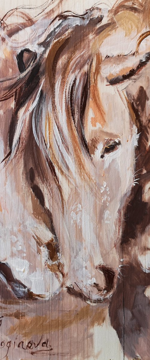 Horse portrait wood, horse lovers by Annet Loginova