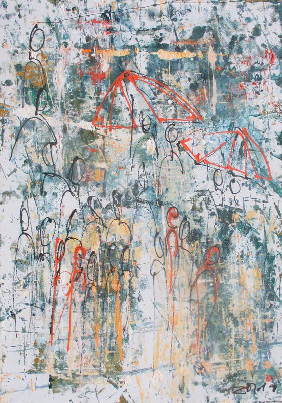 walk in the city oil on canvas 39,4x27,6 inch