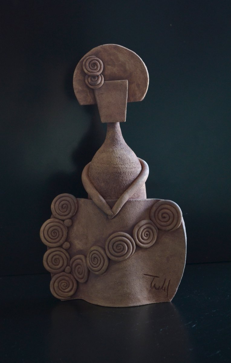 Expressive Portrait Clay Sculpture By Isabel Robledo, 8 X 11, Spiral, Original Artwork