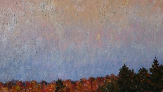 Purple Evening - evening landscape painting