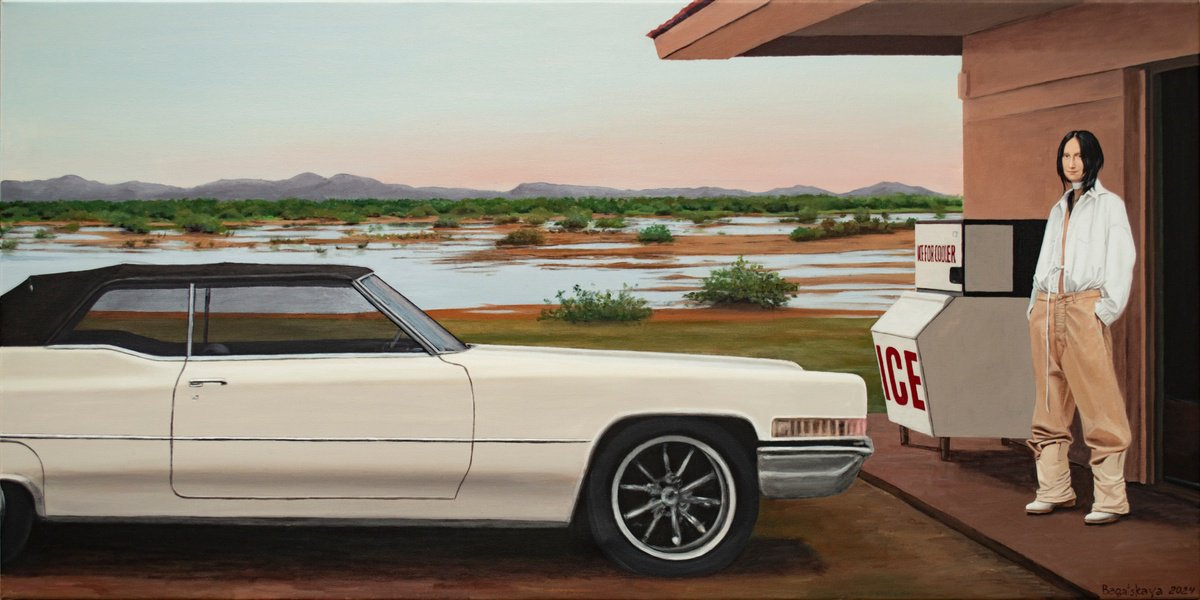 Photorealistic Portrait Acrylic Painting By Nataliya Bagatskaya, 47 X 24", After The Rain..., Original Artwork