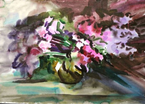 Lilac, watercolor 78x58 cm by Valentina Kachina