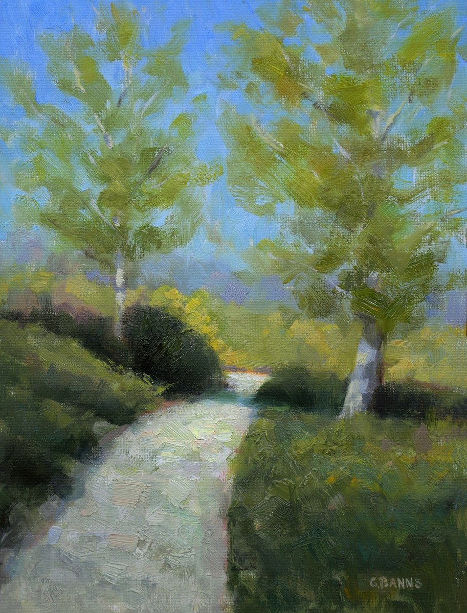 Impressionistic Landscape Oil Painting By Gav Banns, 7 X 9, Nature Reserve Landscape, Original Artwork