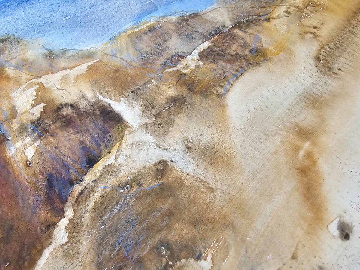 Impressionistic Landscape Painting By Elena Genkin, 20 X 13, Golden Ridge, Original Artwork